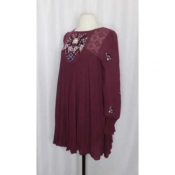 Free People Burgundy Embroidered Dress - Picture 6 of 15